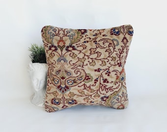 Capa de almofada turca, fronha de tapete floral eclectil, 16 x 16 pol.