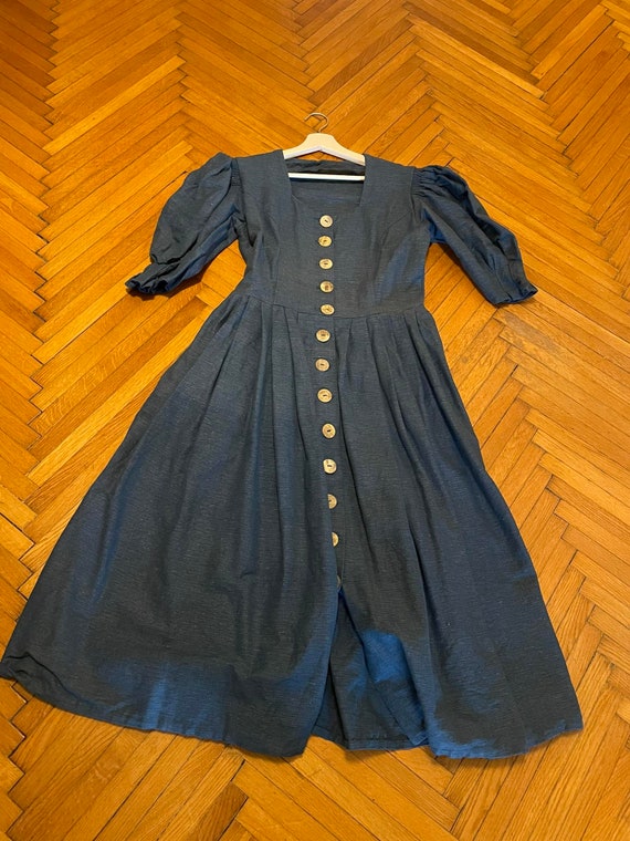 Vintage blue dirndl dress with puff sleeves - image 6