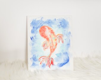 Hand Painted Acrylic Koi Fish Canvas