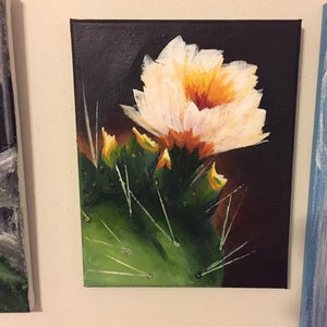 8x10 Pear Cactus with Bloom Portrait Painting
