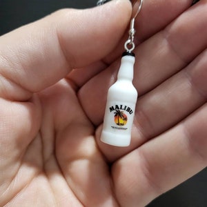Malibu Rum Earring Bottle Silver Alcohol
