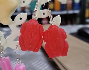 Red Frog lolly, candy Resin Quirky Food earrings Australia