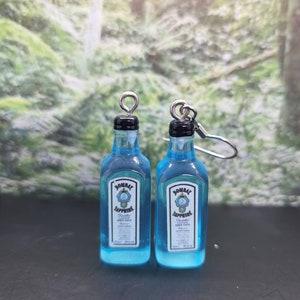 Bombay Sapphire Gin Alcohol quirky kawaii earrings