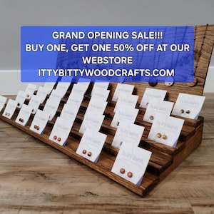Handmade Earring display, earring organizer, craft display, jewelry stand, card holder, jewellery stand, necklace, upcycled natural wood
