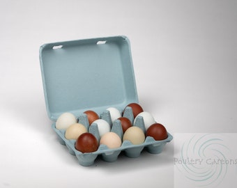 Blue Mist Square Paper Pulp Chicken Egg Cartons (12 eggs)
