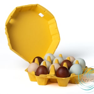 Cartones de huevos de gallina de pulpa de papel octogonales de color amarillo Sunny Side Up (12 huevos)
