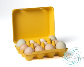 Boîtes d'oeufs de poule en papier carré jaune nain Sunny Side Up (12 oeufs)