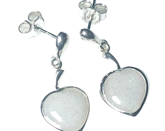 Ashes Resin Human Pet bijoux coeur drop boucles d’oreilles en argent sterling 925 avec cendres Boucles d’oreilles crémation, souvenir, bijoux de crémation, animal de compagnie,