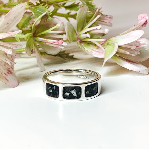 Cremation Memorial Keepsake Ashes Unisex 3 channel sized ashes band ring, memorial jewellery, memorial keepsake