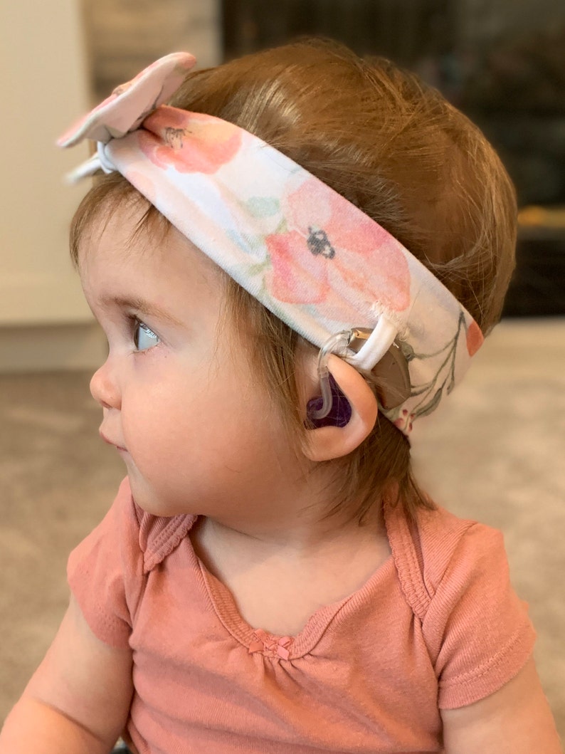 Hearing Aid Friendly Headband Classic Bow Pink Floral Etsy