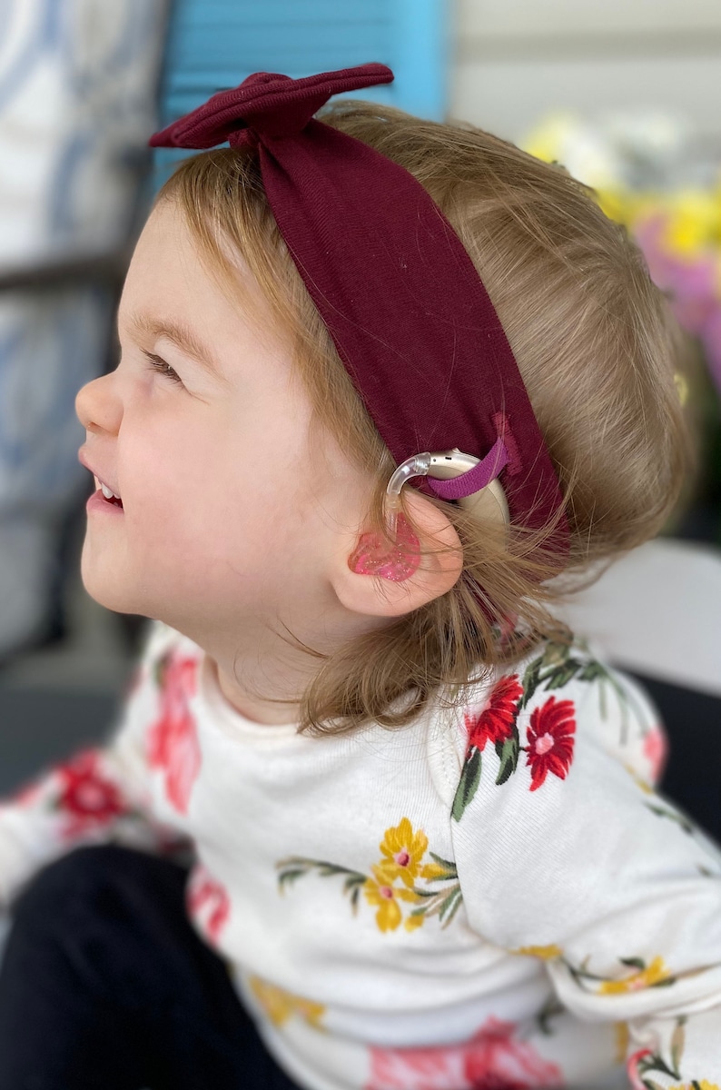 Hearing Aid Friendly Headband Classic Bow Burgundy Etsy