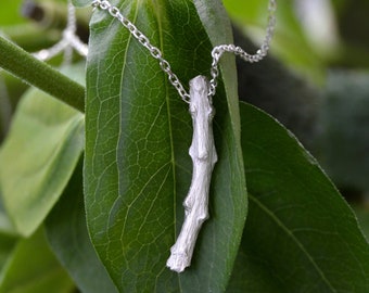 Silver Twig necklace , Tree Branch necklace, Botanic necklace, Nature necklace with organic silver, Ideal silver jewelry for nature lovers.