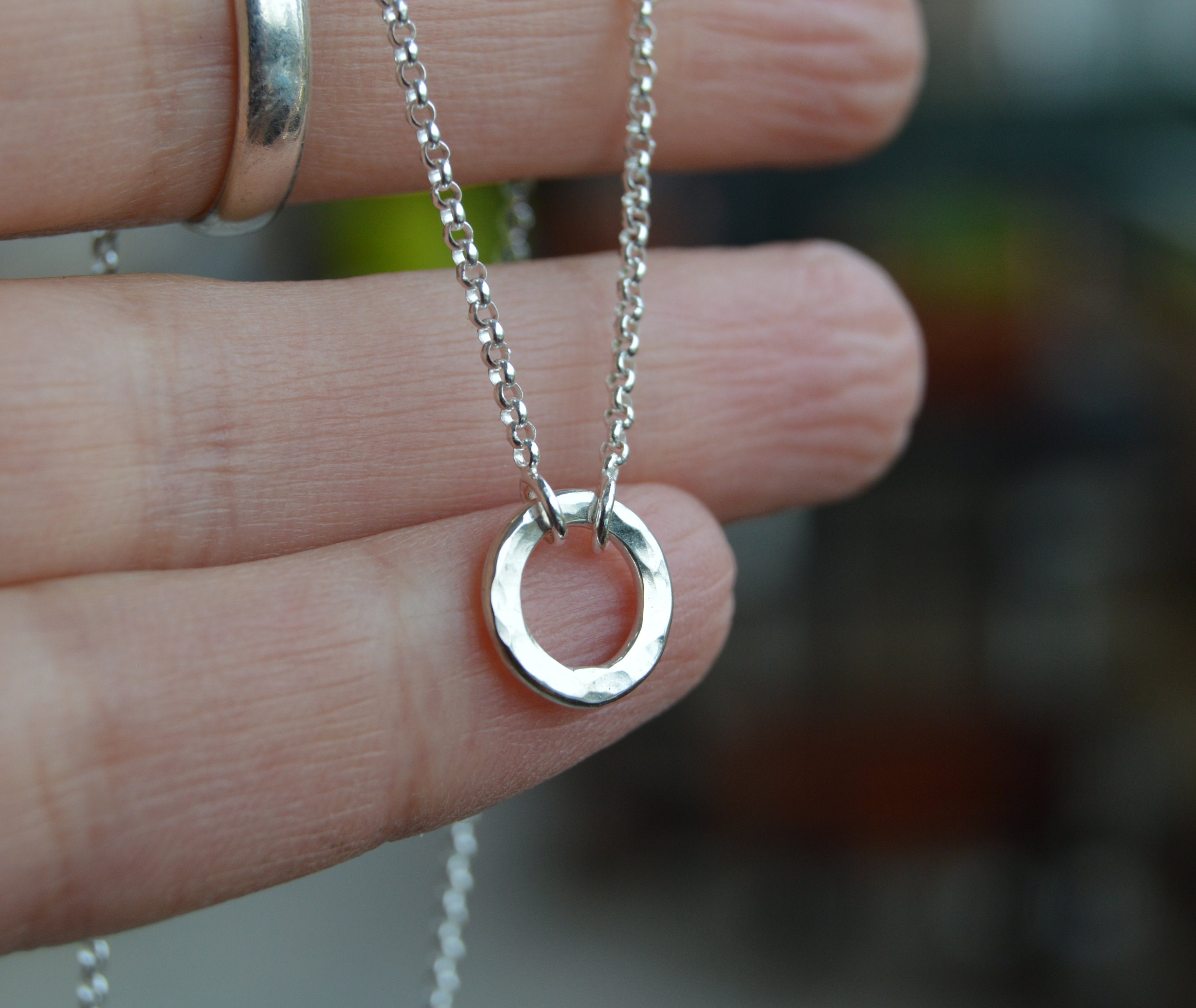 Silver Karma Necklace Small Open Circle Necklace With Etsy
