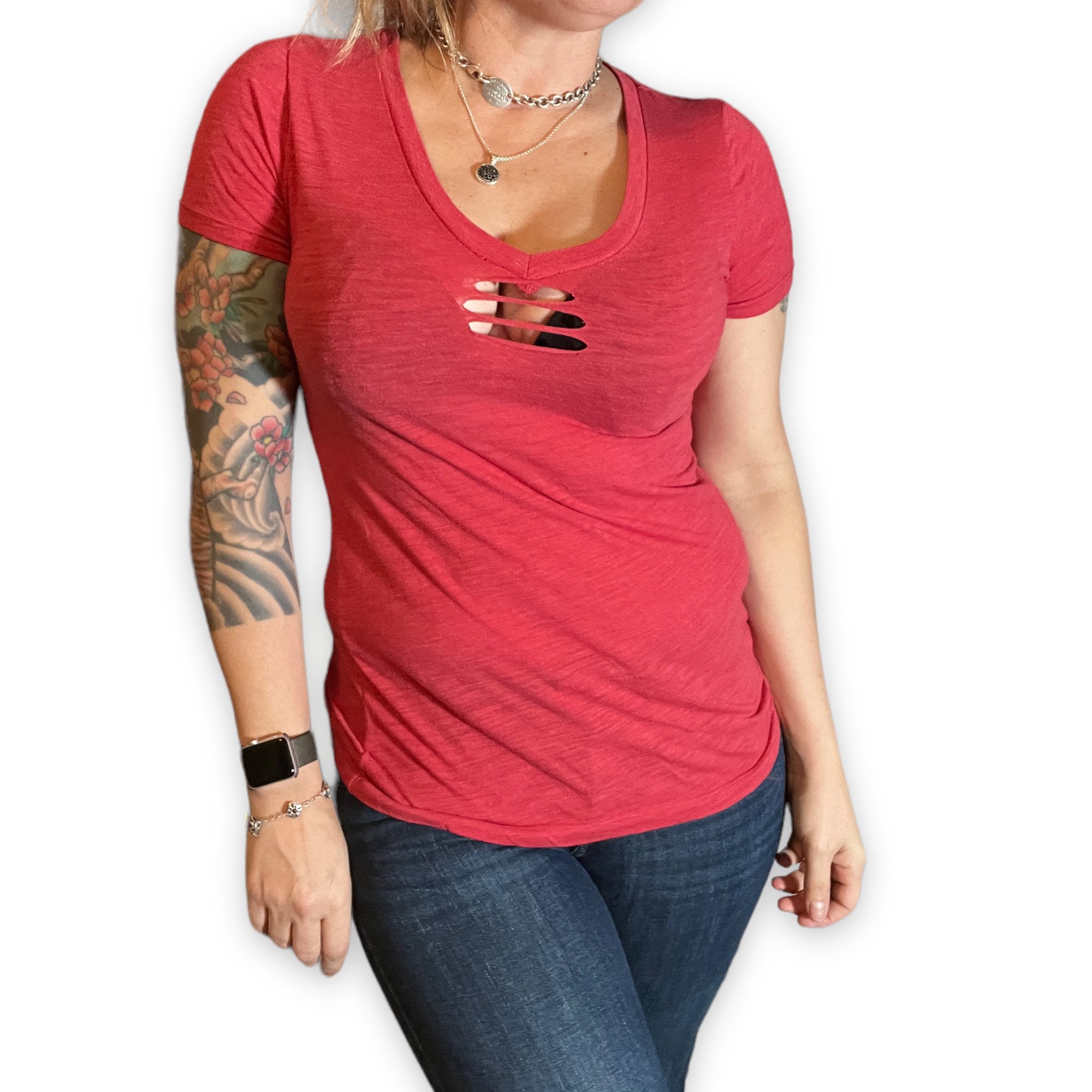 womens shredded tees