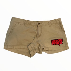 Nu Metal Band Shorts | Tan Short Shorts | Band Patch | Nu Metal Patch