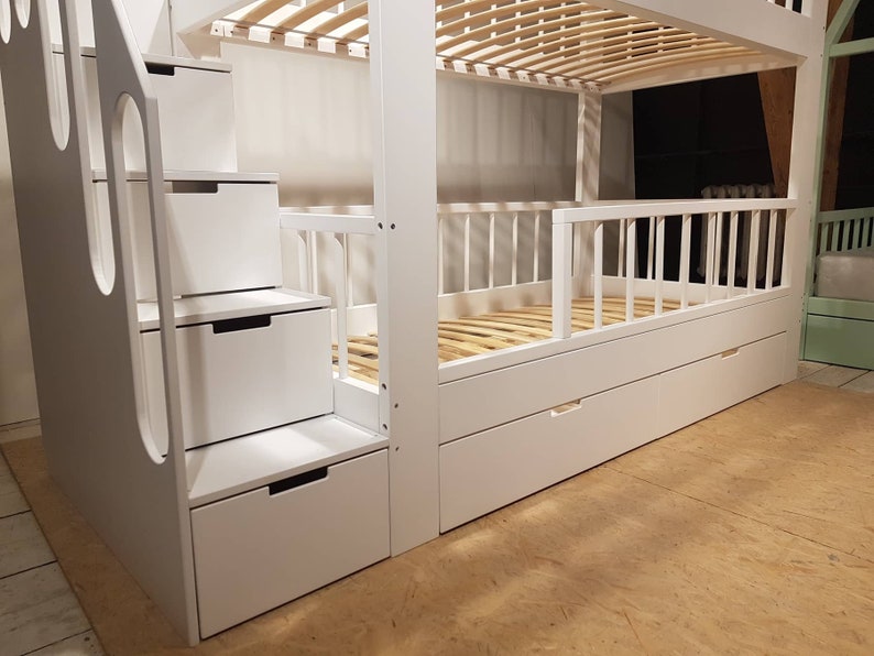 bunk bed with steps and drawers