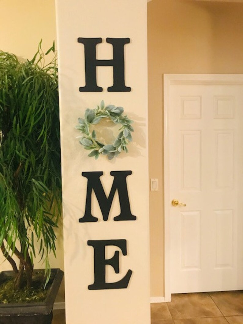 Large Wooden HOME Letters Sign & Wreath Wall Decor for Etsy