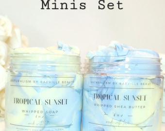 Mini Fluffy Shea Butter Soap & Body Butter Set |Natural Ingredients| Whipped Sugar Scrub|Creamy Bath Frosting|Gifts