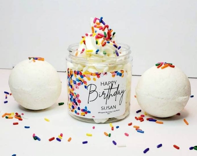 Customized Birthday Cake Gift Set|Perfume| Whipped Body Butta|Shea Butta|Soy Candle|Bath Bombs| Natural Soap