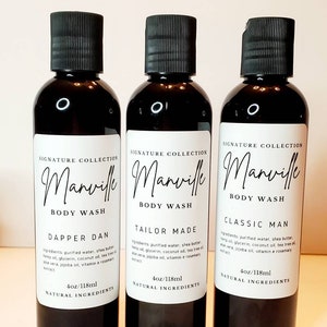 Manville (Men) Sophisticated Man Shea Butter Body Wash Sample Set of 3(4oz)|Gift for him