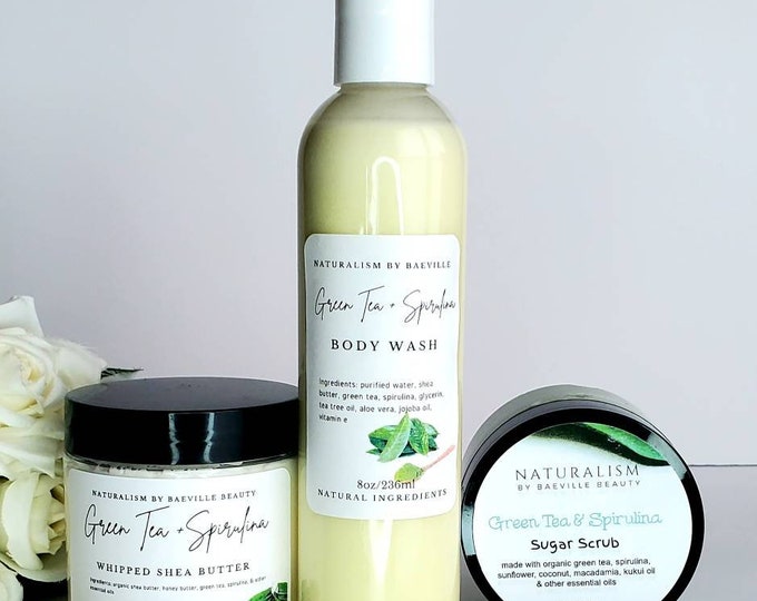 Green Tea + Spirulina Sheq Butter Body Wash|Set| Natural Ingredients