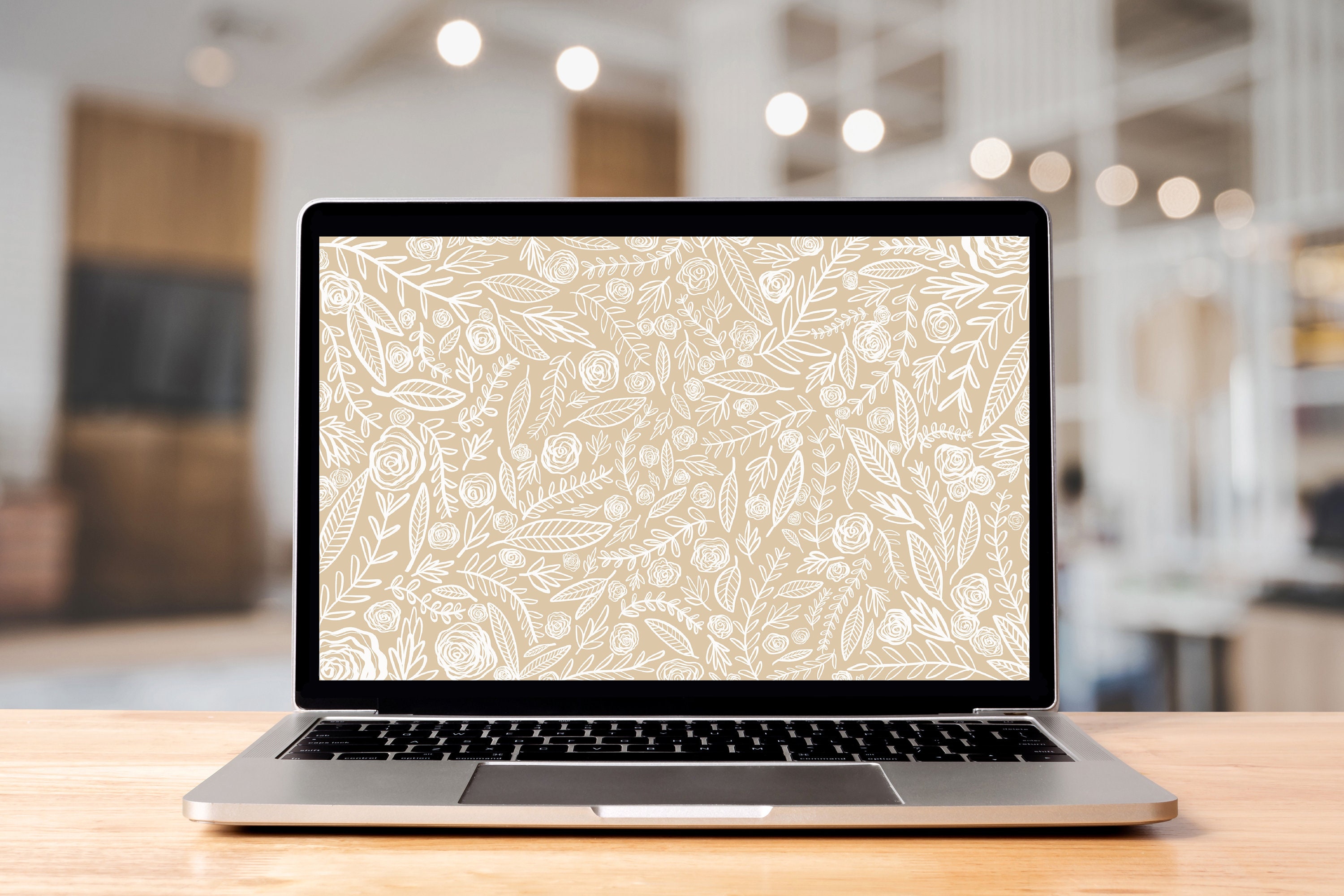 Neutral Floral Minimal Digital Download Desktop & Laptop Wallpaper