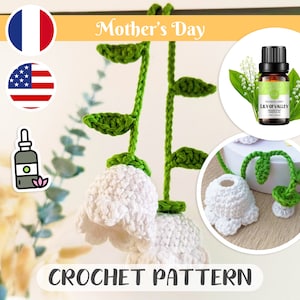 Pattern for diffuser of eternal lily of the valley fragrance, lucky charm, quick and easy crochet, no sewing, ideal for markets and Mother's Day gifts