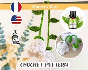 Patron diffuseur parfum muguet éternel porte bonheur crochet rapide et facile aucune couture idéal pour marchés et cadeaux fête des mères