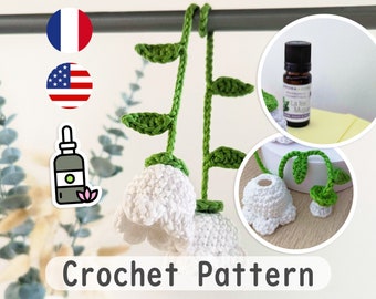 Patron diffuseur parfum muguet éternel porte bonheur crochet rapide et facile aucune couture idéal pour marchés et cadeaux fête des mères