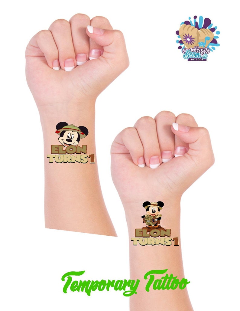 Mickey Mouse Safari Tattoo Custom Temporary Tattoo Mickey Etsy