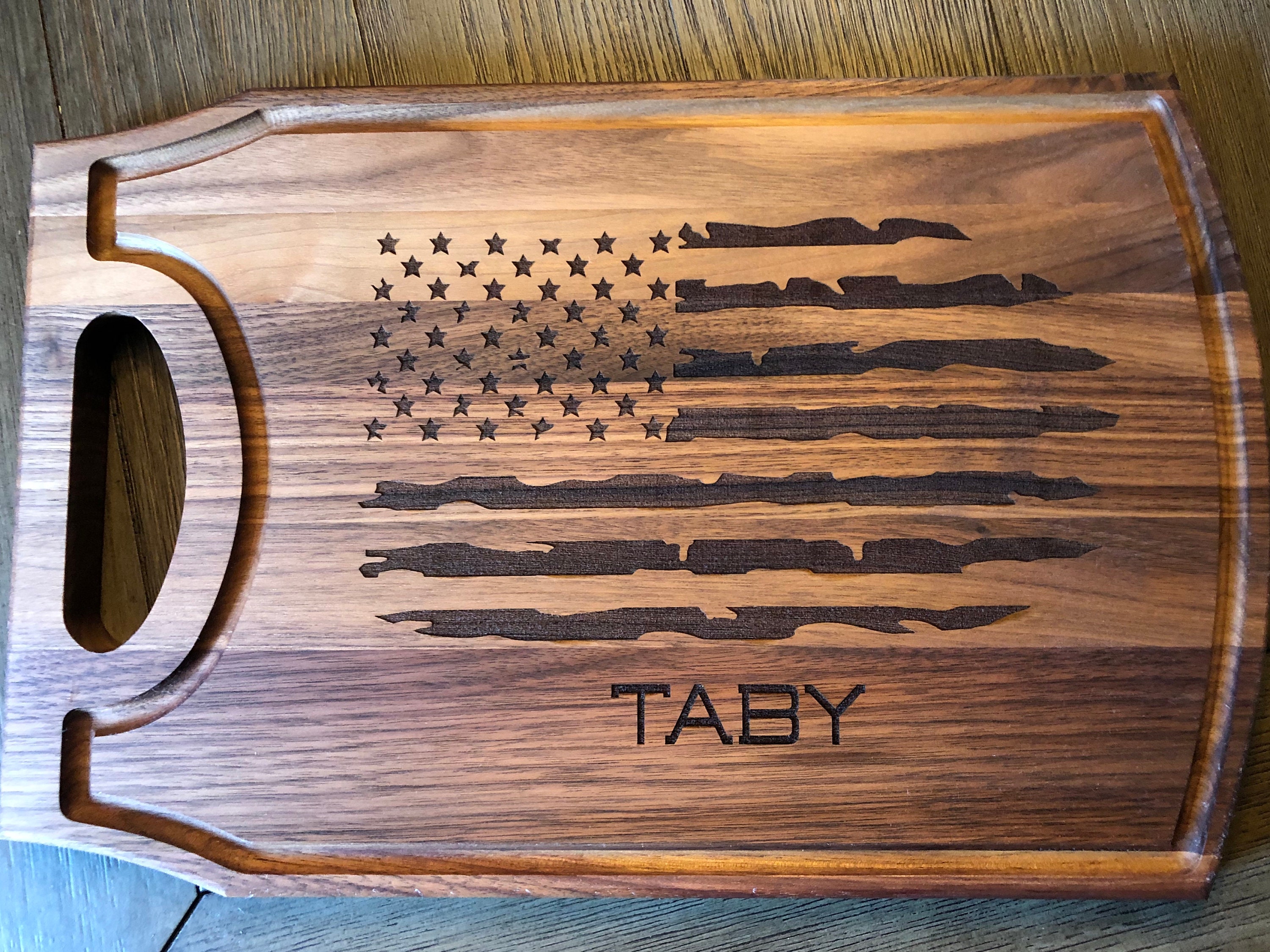 American Flag Cutting Board Engraved Flag Cutting Board Etsy