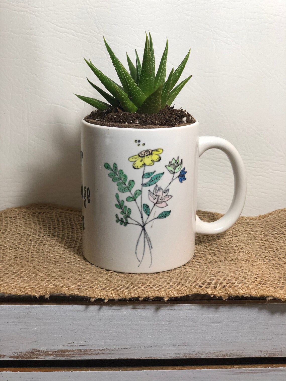 Coffee Mug Gift with Succulent for her Etsy