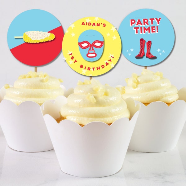 Nacho Libre Cupcake Toppers | Lucha Libre Party Toppers | Corjl Instant Download Wrestling Birthday