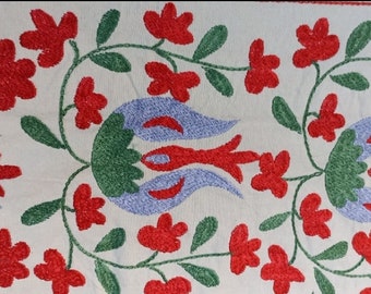 70"×40" Textil de lino de algodón vintage tejido en telar, bordado con hilos de seda, textiles antiguos, textiles otomanos, bordados,