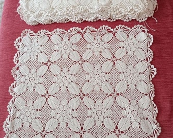 6 Pieces 13"×13" hand knitted lace pillow covers.