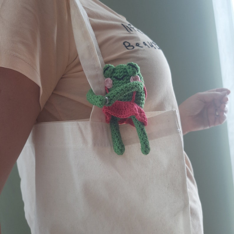 Bag Friend Frog, charm de bolso, charm de bolso, accesorio de bolso, compañero de moda, amante de las ranas, sapo imagen 8