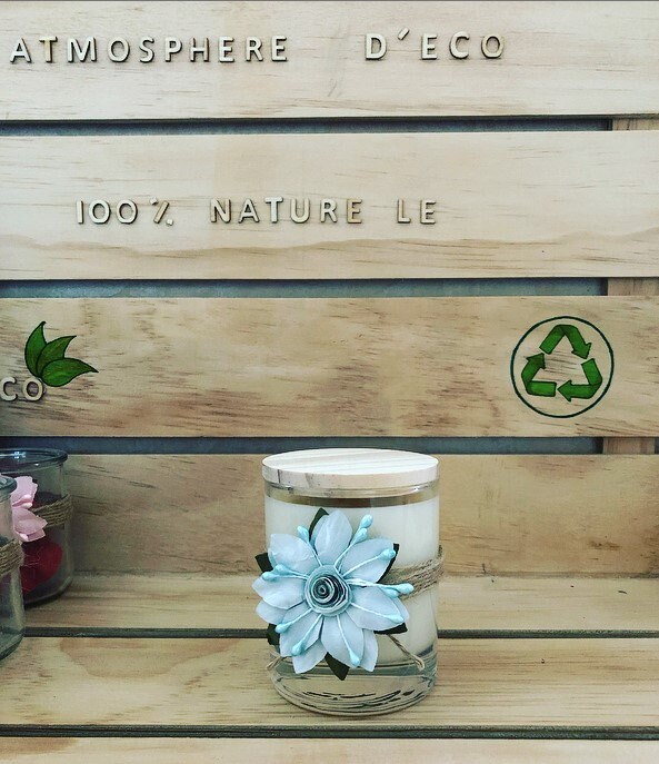 Bougie Fleur avec Couvercle en Bois