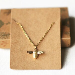 Bee Necklace Gold / Silver, Honey Bee Jewelry, Bee Chain with Pendant 18K Gold Plated / Platinum Plated, Pretty, Minimalistic, Dainty image 2