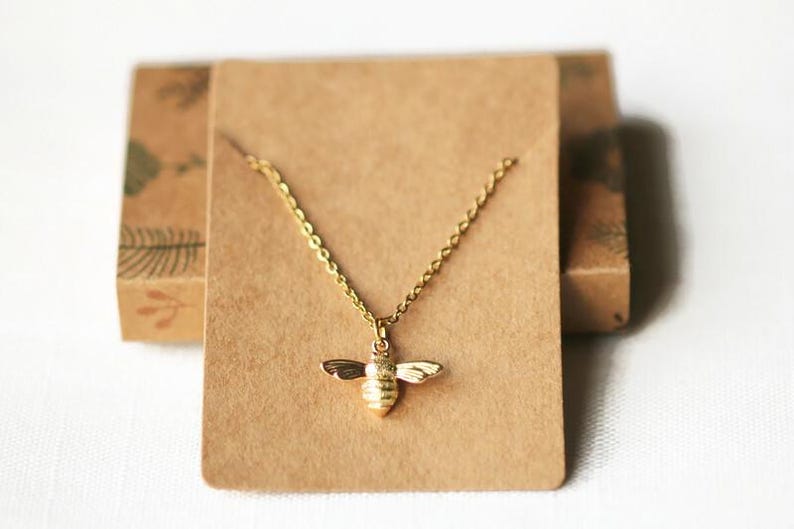 Bee Necklace Gold / Silver, Honey Bee Jewelry, Bee Chain with Pendant 18K Gold Plated / Platinum Plated, Pretty, Minimalistic, Dainty image 2