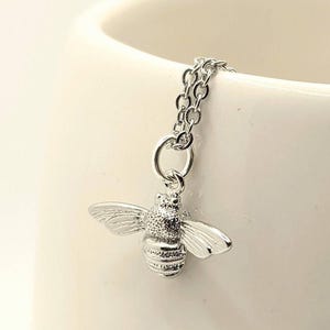 Bee Necklace Gold / Silver, Honey Bee Jewelry, Bee Chain with Pendant 18K Gold Plated / Platinum Plated, Pretty, Minimalistic, Dainty image 9