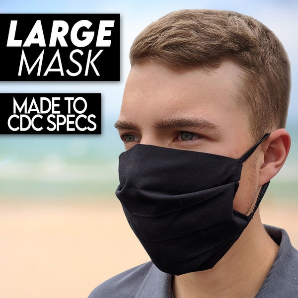 LARGE Face Mask with Nose Wire, Ready To Ship 1 Day Delivery Upgrade Available, Adult Face Masks are Reusable & Washable Cotton Blend Fabric