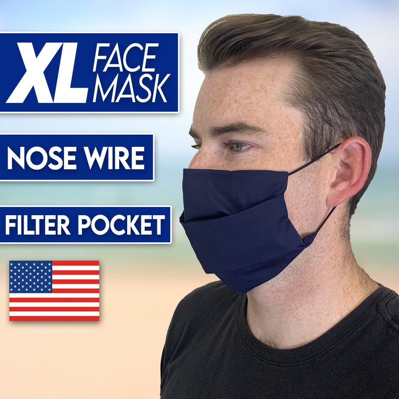 XL Face Mask With Nose Wire Large Face Mask Made With Filter Etsy
