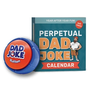 Dad Joke Gift Set | Includes: (1) Perpetual Desktop Calendar & (1) Dad Joke Button