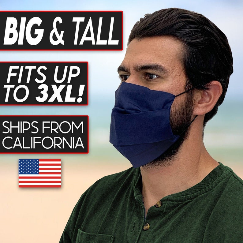 Big & Tall Face Mask for Men 1 Day Delivery Upgrade Etsy