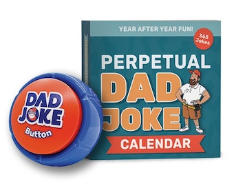 Dad Joke Gift Set | Includes: (1) Perpetual Desktop Calendar & (1) Dad Joke Button