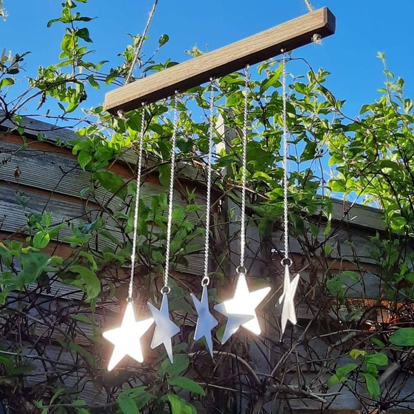 Metal Star Wind Chimes - Stainless Steel Stars - garden lovers gift - For home or Garden