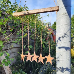 Rusty Metal Stars - Star Wind Chime - Rusty Metal Garden Art - Garden Lovers Gift