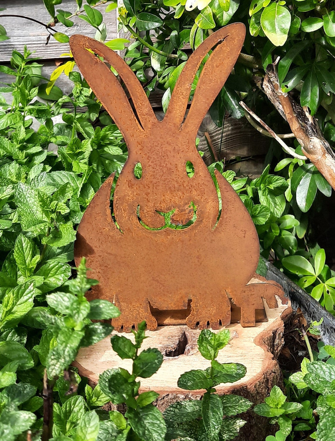 Rusty Rabbit Garden Ornament Metal Garden Decor Rabbit Etsy UK