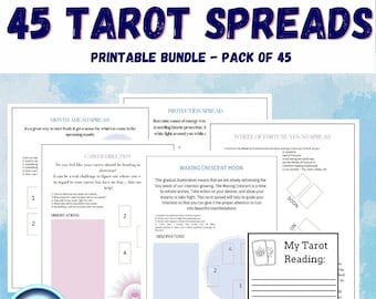 45 TAROT SPREAD EXAMPLES Cheat Sheet, Tarot Spread Guide, Tarot Cheat Sheets, Tarot Readings, Tarot Journal, Tarot templates