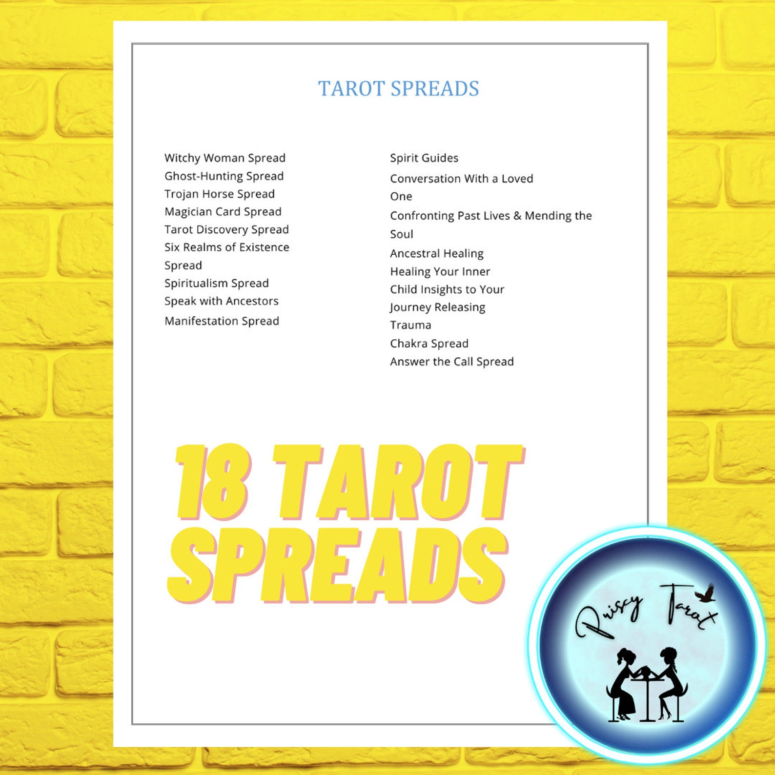 18 SPIRITUAL TAROT SPREADS Cheat Sheet Examples, Tarot Spread Guide ...